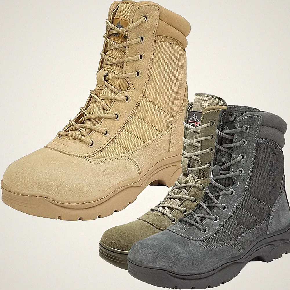 NORTIV 8 Men's Tactical Military Boots Ankle Work Boots Side Zip Hiking Shoes