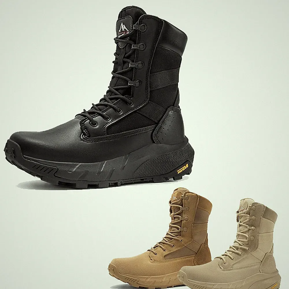 NORTIV 8 Men's Tactical Military Work Boots Side Zipper Hiking Boots Wide Size