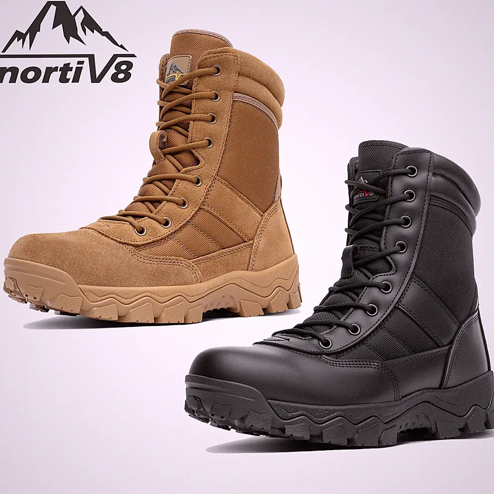 NORTIV 8 Mens Military Boots Side Zip Outdoor Motorcycle Tactical Boots