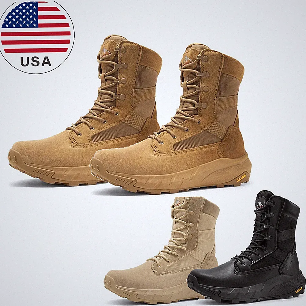NORTIV 8 Mens Military Boots Tactical Boots 8 inches Hiking Leather Combat Boots