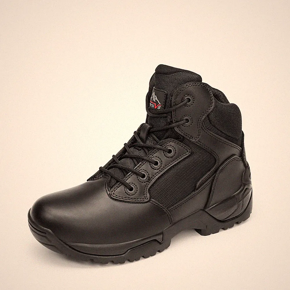 NORTIV 8 Mens Military Tactical Work Boots Side Zip Outdoor Hiking Leather Mo...