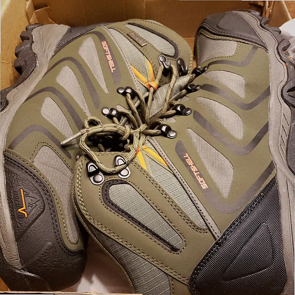 NORTIV 8 Mens Work Boots 6'' Olive Green Hiking Boots Shock-Absorbent Waterproof