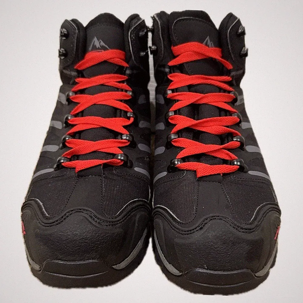 👢🏔️ NORTIV 8 Softshell Hiking Boots | Black/Gray | Red Laces | Men's 8 EU 41