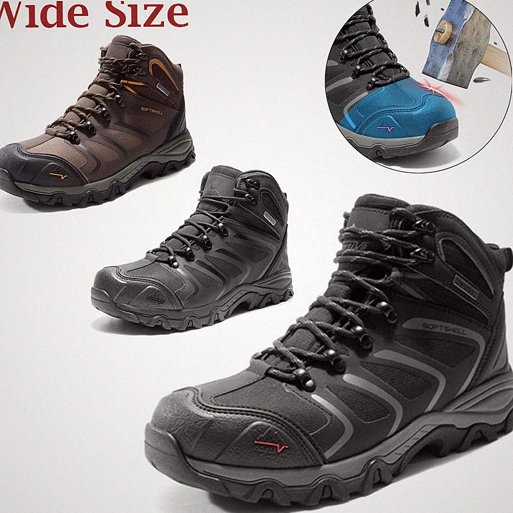 Men Wide Size Work Boots Steel Toe Cap Waterproof Safety Hiking Shoes
