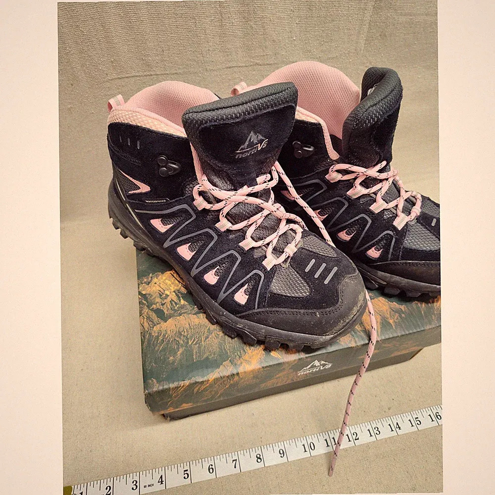Nortiv 8 Womens Waterproof Hiking Boots Black Pink Mid Top Trail Shoes 10