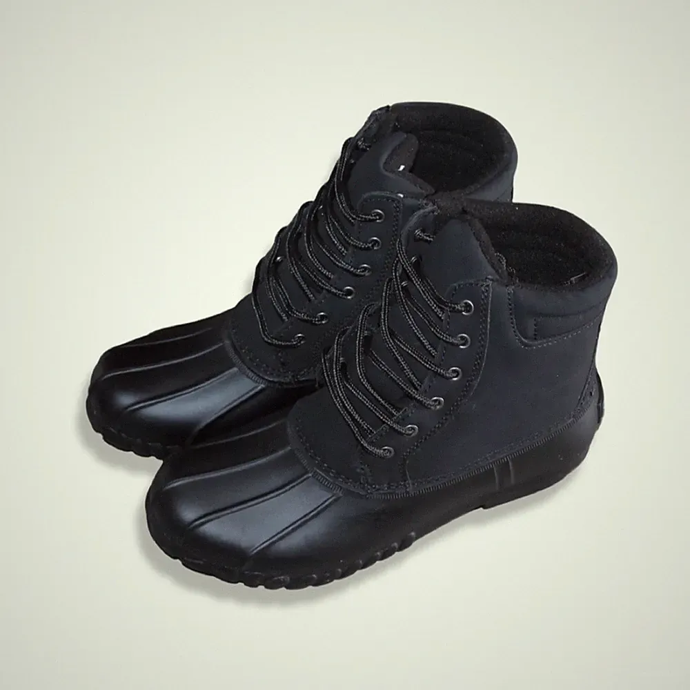 NORTIV8 Boots Men's 7 Winter Duck Black Boots Waterproof Insulated Rain Snow