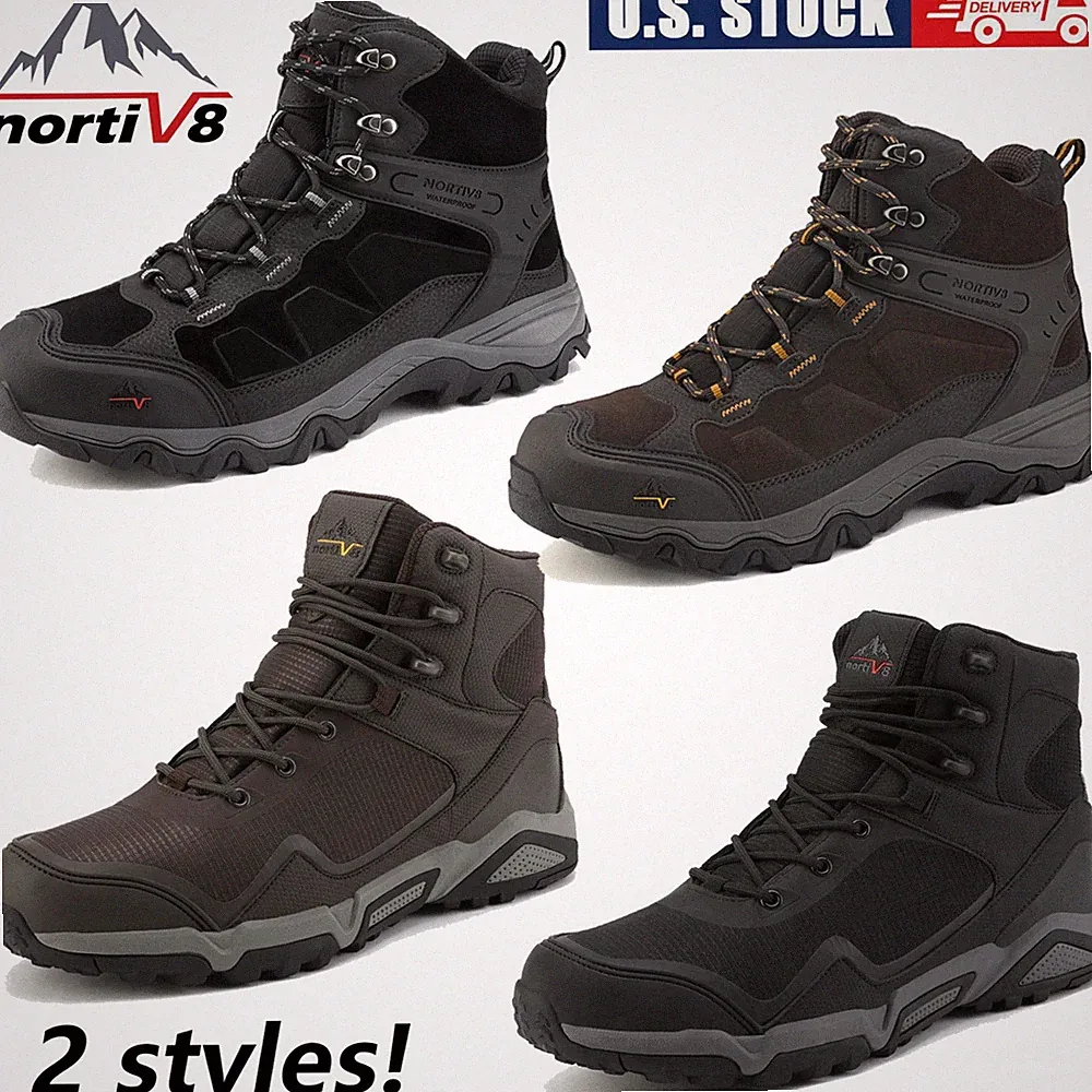 NORTIV8 Men's Hiking Boots Waterproof Work Lightweight Trekking Non-Slip Boots