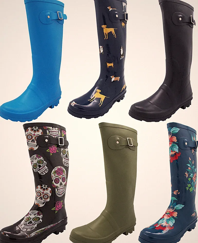 Norty Women's Hurricane Rain Boots - Glossy Matte Waterproof Hi-Calf Rainboots