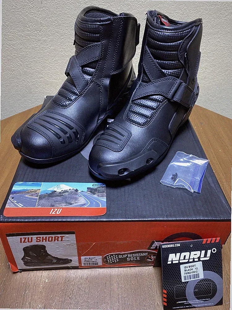 Noru Izu Mens Leather Motorcycle Boots Black Sz Mens 12