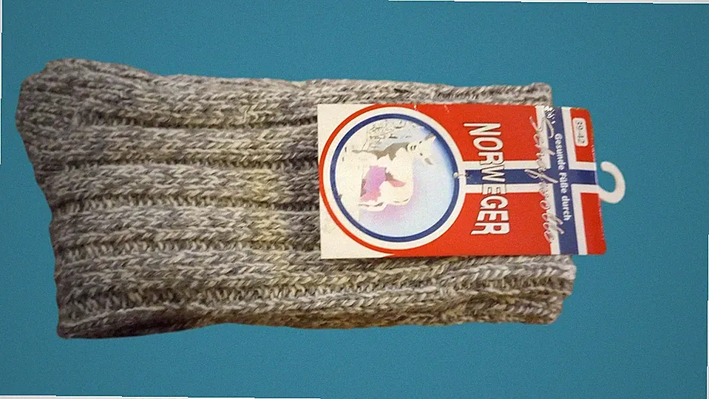 Norwegian Sheep Wool Boot Socks Grey Fleck Hiking Camping Cold Weather Sock.