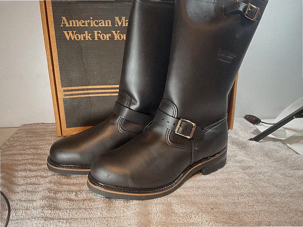 NOS Walker 1551 BLACK MOTORCYCLE LEATHER ENGINEER BOOTS MULTIPLE SIZES Steel Toe