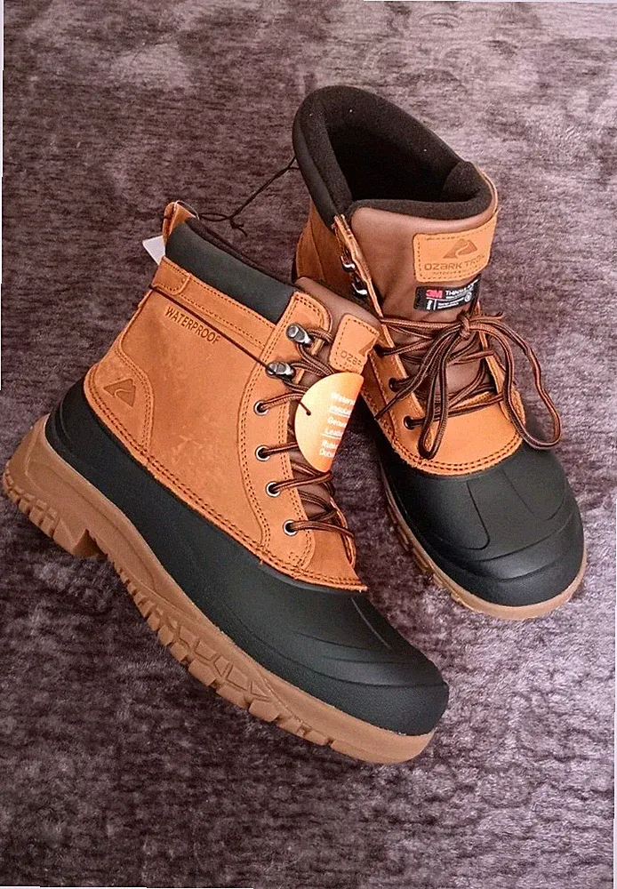 NWT Mens Ozark Trail Mens Leather Lace Up Snow Boots -25° Rating Size: 10