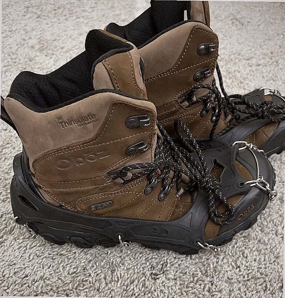 Oboz Bridger 8” 3M Insulated Boots Mens 10 Waterproof + Hillsound Crampons NEW