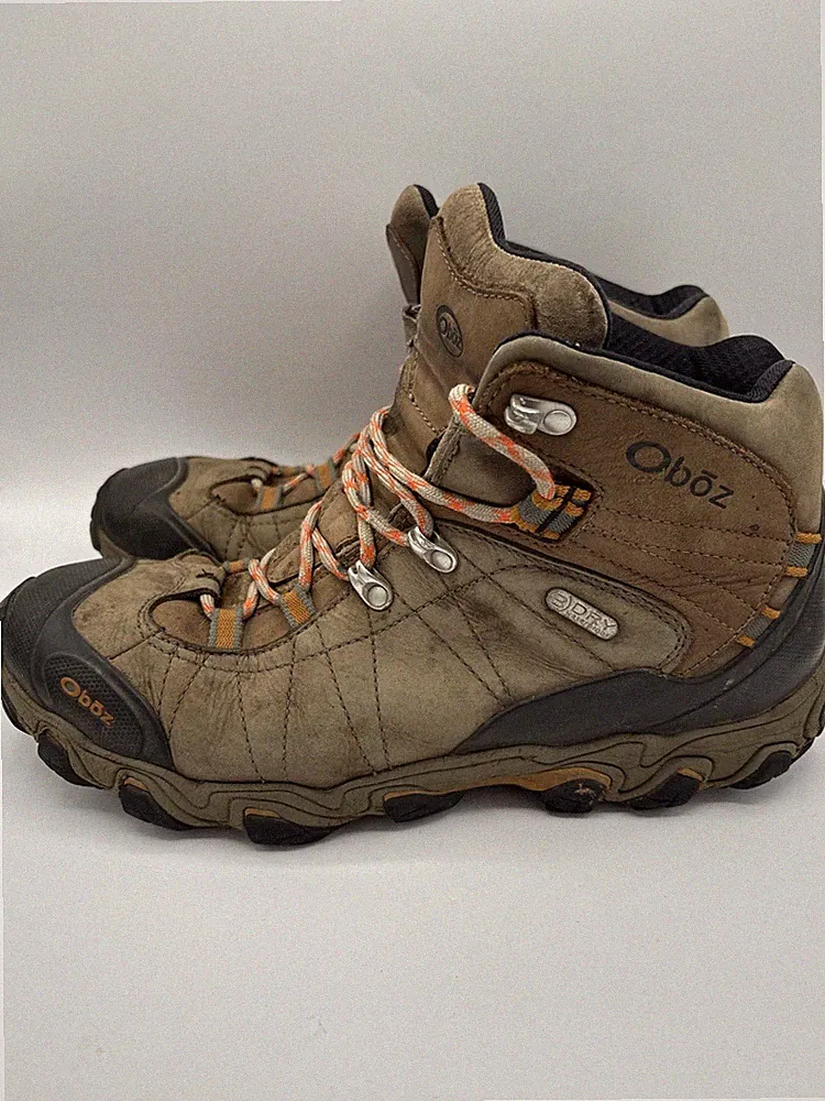 Oboz Bridger Mid Hiking Boots Men's 10.5 W Brown B Dry Waterproof Leather Rugged