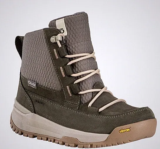 Oboz NWB Jourdain Mid Insulated B Dry Waterproof Vibram Boots Hiking Snow Olive