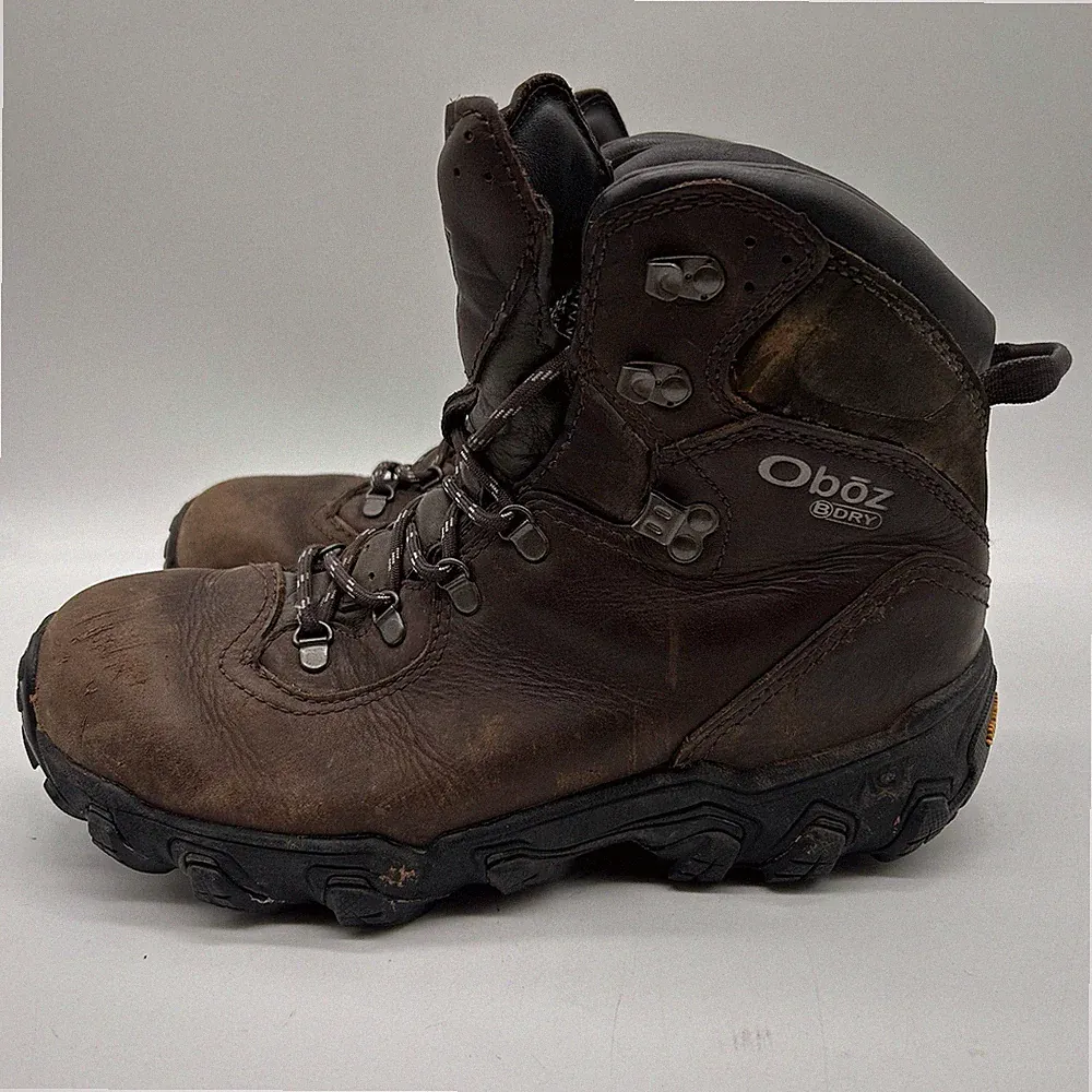 Oboz Yellowstone Premium WATERPROOF Brown Espresso Leather Hiking Boot Sz 8