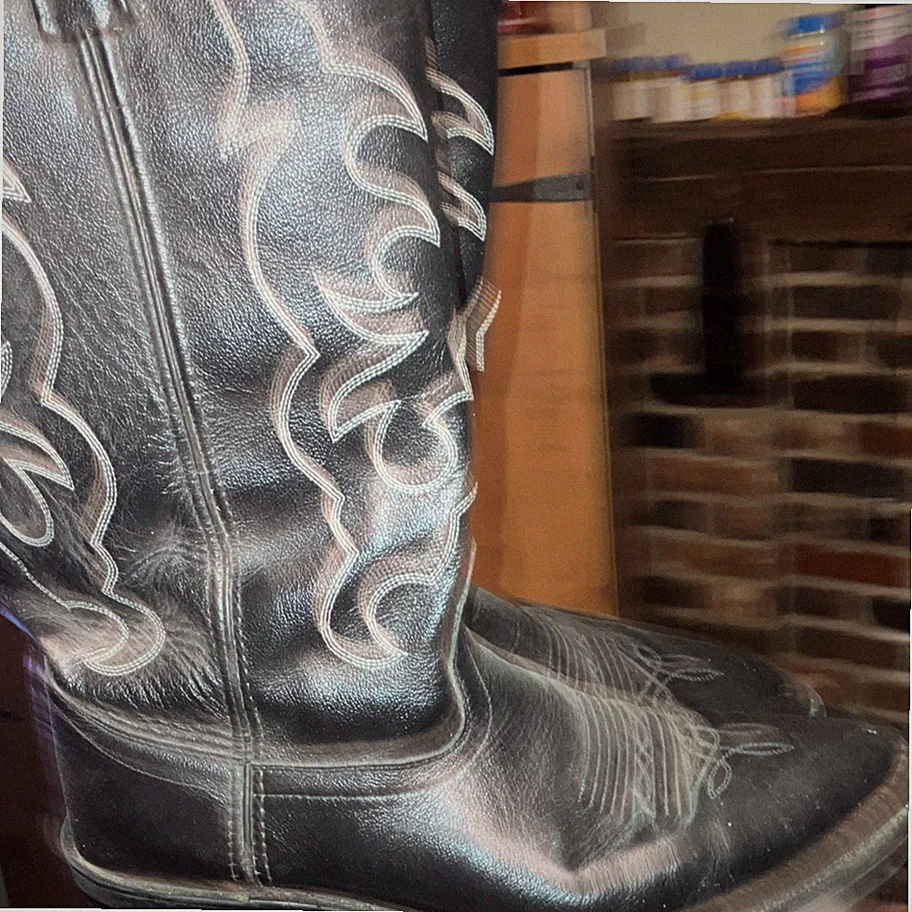 Old West TBM3051 Men's Black Western Equestrian Boots 10.5 Decorative Stitching