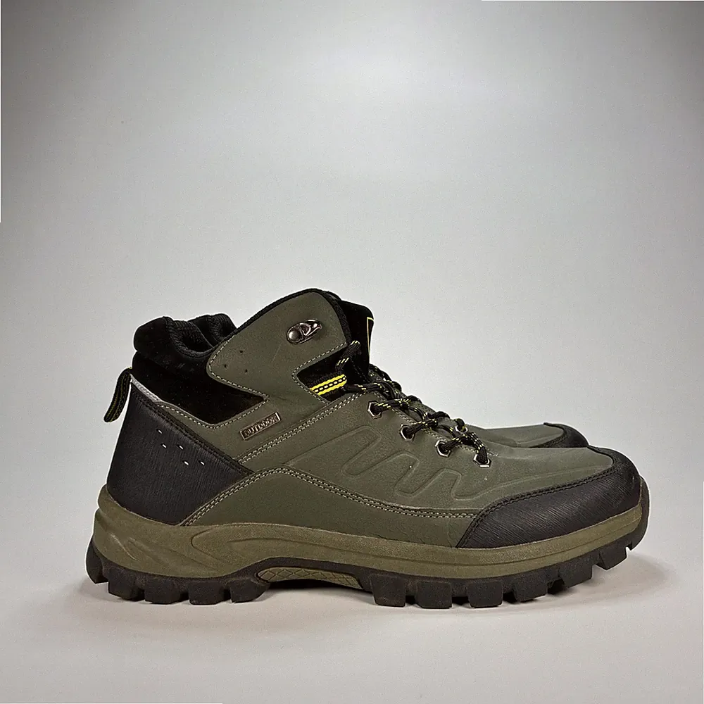Olive Green Black Waterproof Outdoor Hiking Trekking Boots Mens Sz US 12.5 EU 45