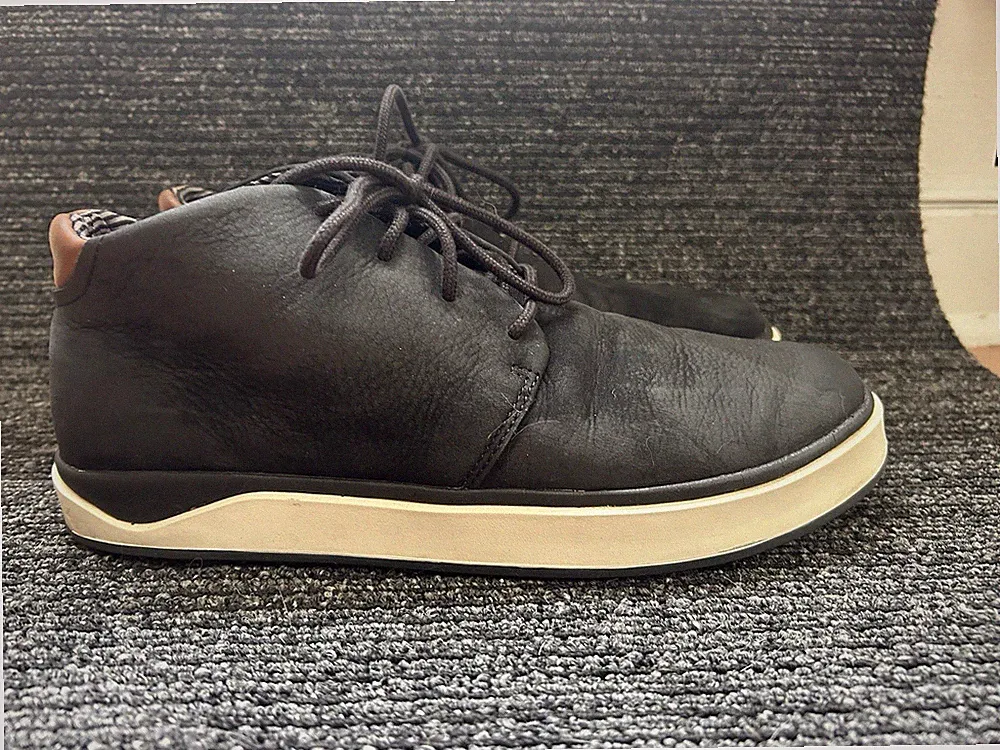 Olukai Nalukai Boots Men Size 10 black leather Lace Up Ankle Chukka