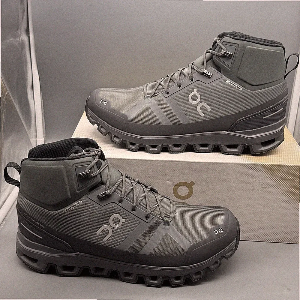 On Cloudrock Waterproof Men’s 11 Trail Hiking Shoes Outdoor Boots ‘Rock/Eclipse’