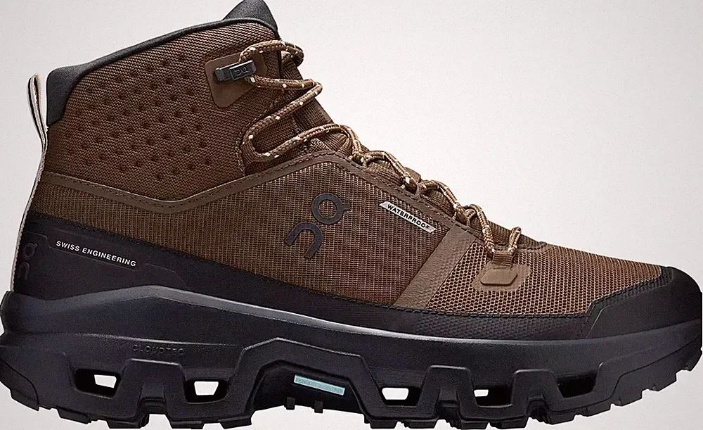 On Men's Cloudrock Mid Waterproof Hiking Boots [ Earth/Black ] - Authentic 100%