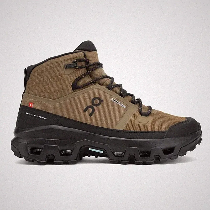On Men's Cloudrock Mid Waterproof Hiking Boots - [ Hunter/Black ] - NEW 100%