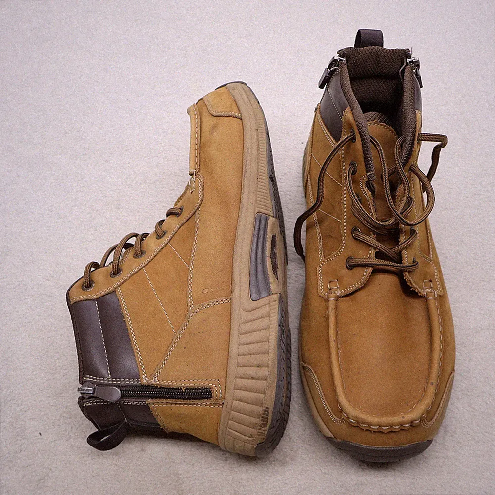 Orthofeet Mens 11.5 4E Extra Wide Chukka Boots Brown Ranger Leather Zip Non Slip