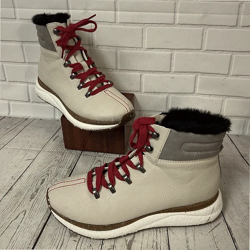OTBT Buckly Vegan Hiking Boot Khaki (beige) Women Size 8 M Lace Up