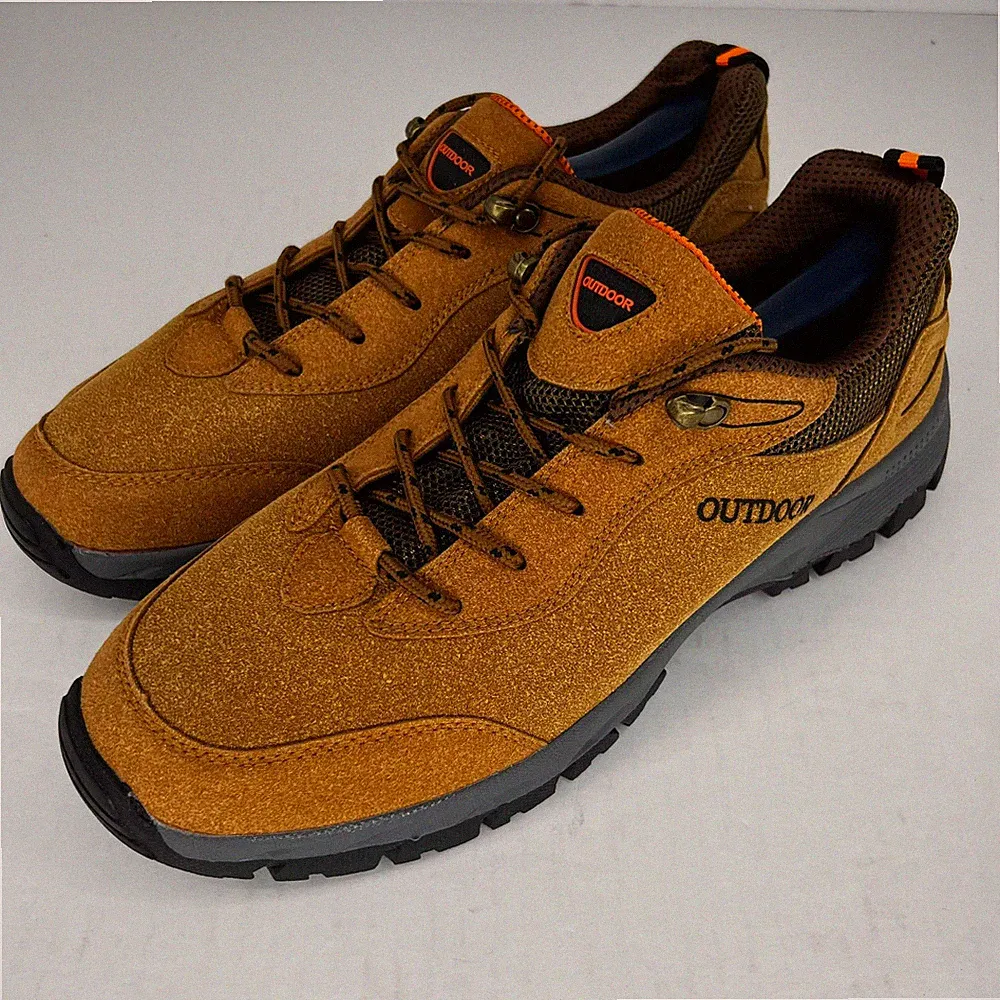 Outdoor Brand Mens Brown Faux Suede LaceUp LowTop Sneakers Size 45 Hiking Shoes