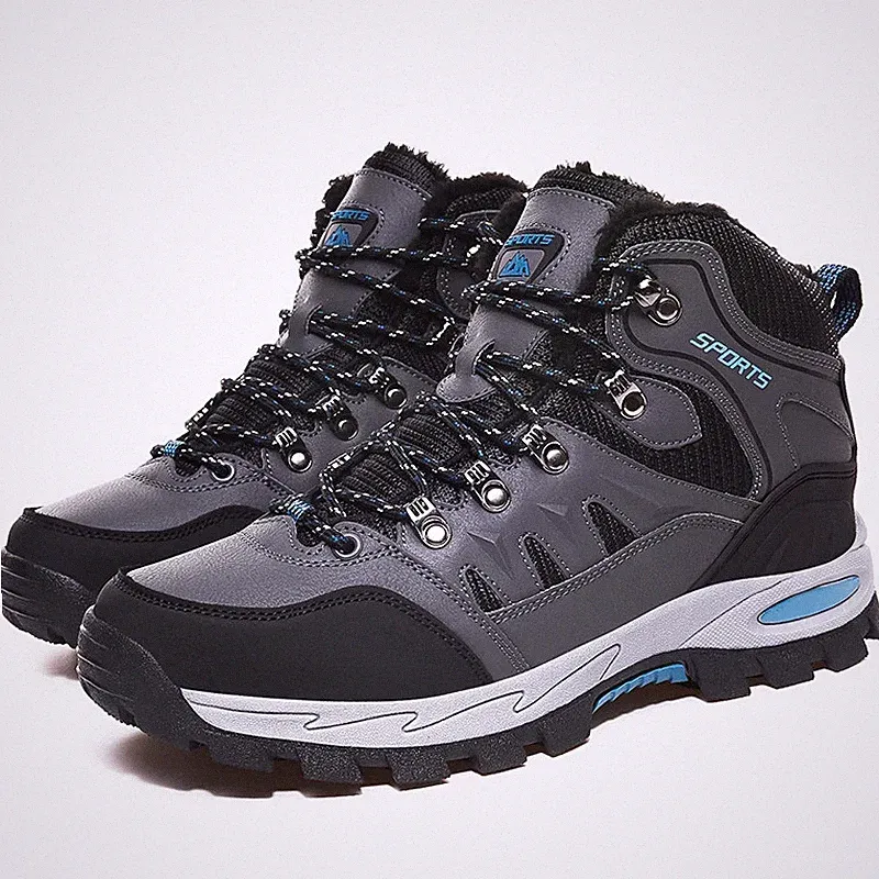 Outdoor Hiking Boots Men Women Non Slip Lace Up Climbing Winter Warm Sneakers