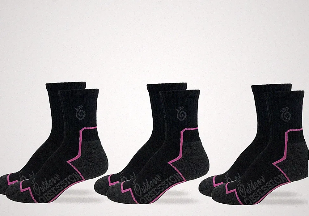 Outdoor Obsession Women's Hiking Cushion Quarter Sport Socks 3 Pair Pack