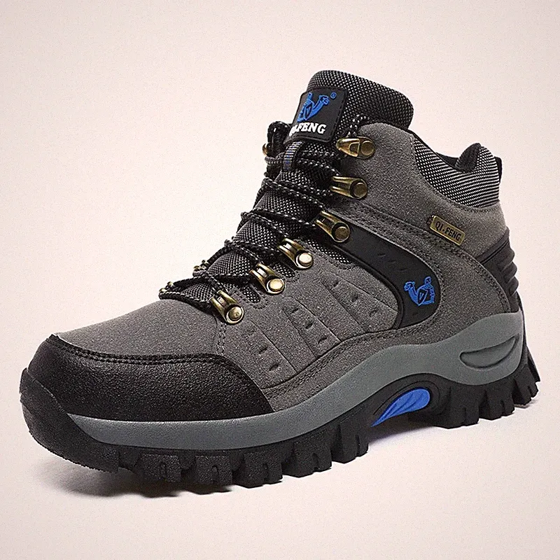 Outdoor Trekking Flats Shoes Men Waterproof Hiking Genuine Leather Ankle Boots
