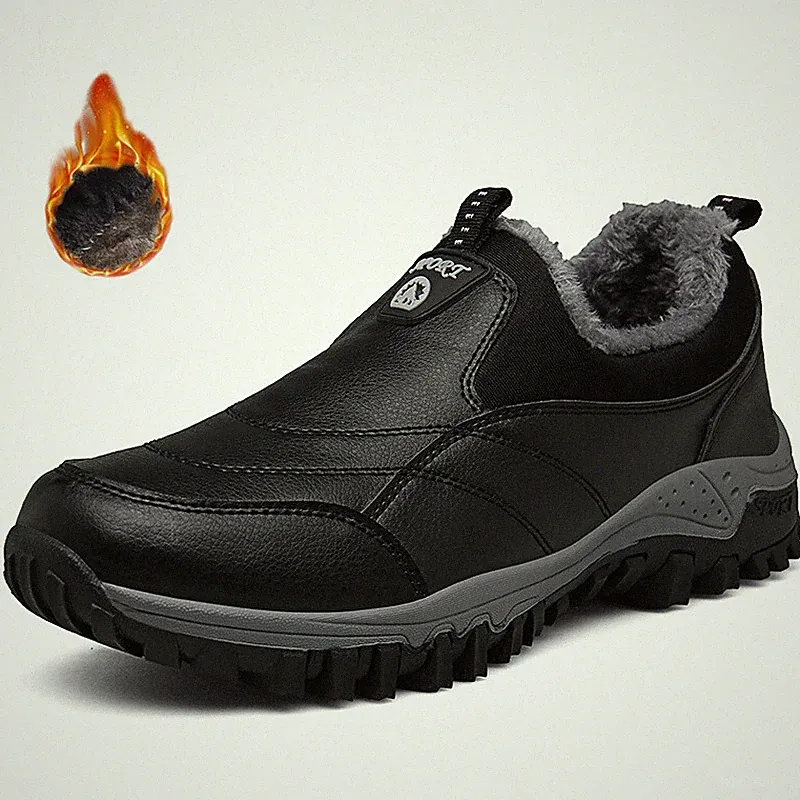 Outdoor Winter Men's Snow Boots Warm Plush Walking Boots Non-slip Hiking Boots