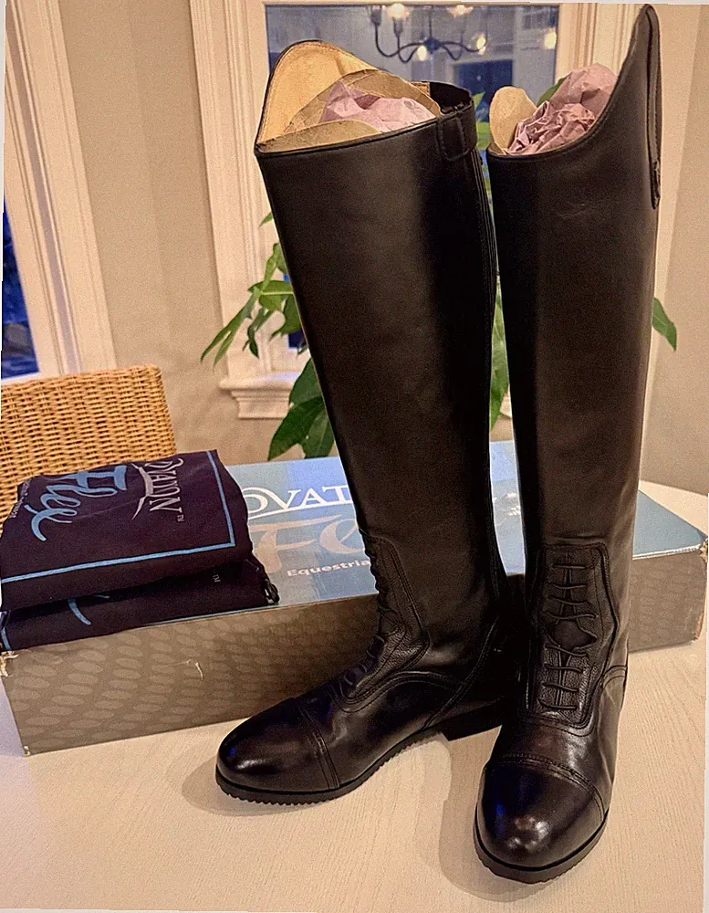 Ovation Flex Plus Equestrian Field Boot Black Leather Women's US Size 10