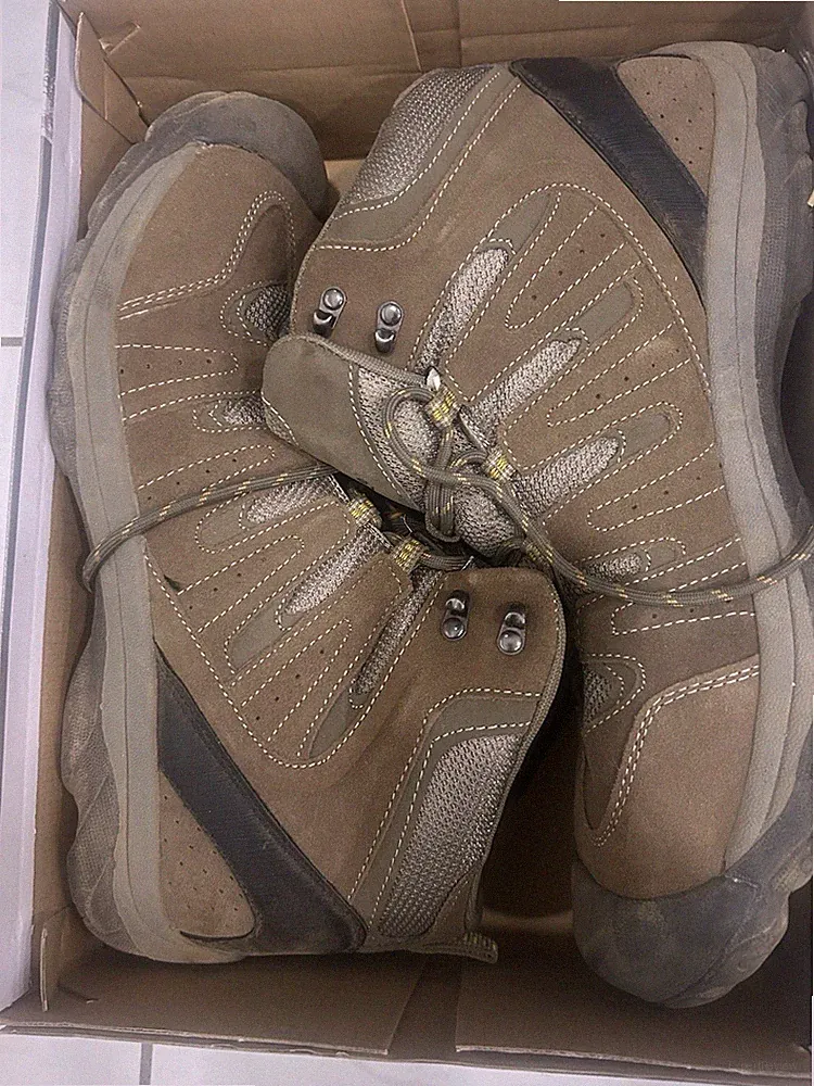 Ozark Trail Hiking Shoes Mens 14 Brown Leather Lace Up Cap Toe Ankle Boots