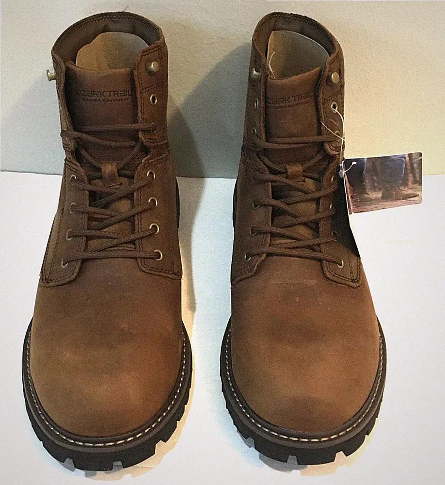 OZARK TRAIL Mens Size 13 Range Clean Toe Mountain Hiking Hunting Boots Brown NIB