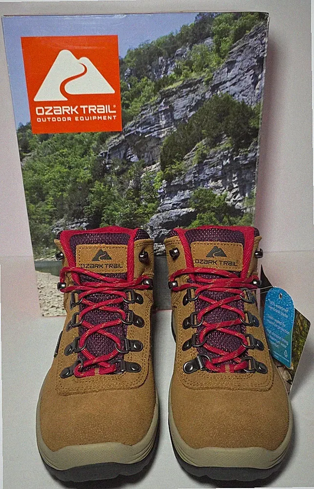 Ozark Trail Women's Wheat Brown Waterproof Stoneclad Hiking Boots Size 6.5 New