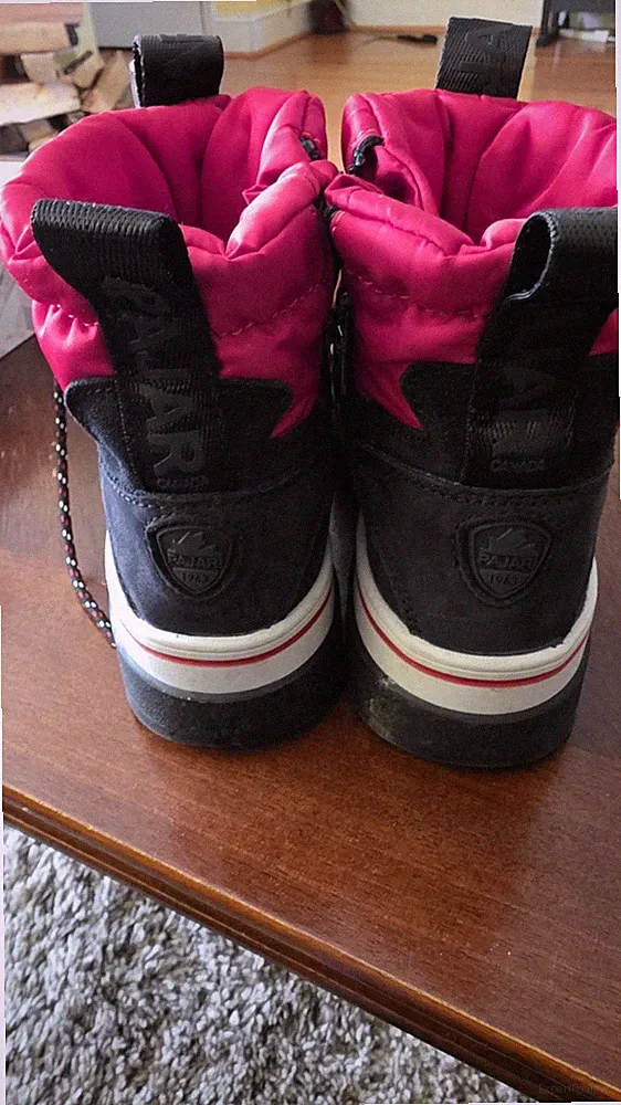 Pajar Red Black Snow Boots Unisex Kids EU 37 Winter Lace Up Rubber Sole