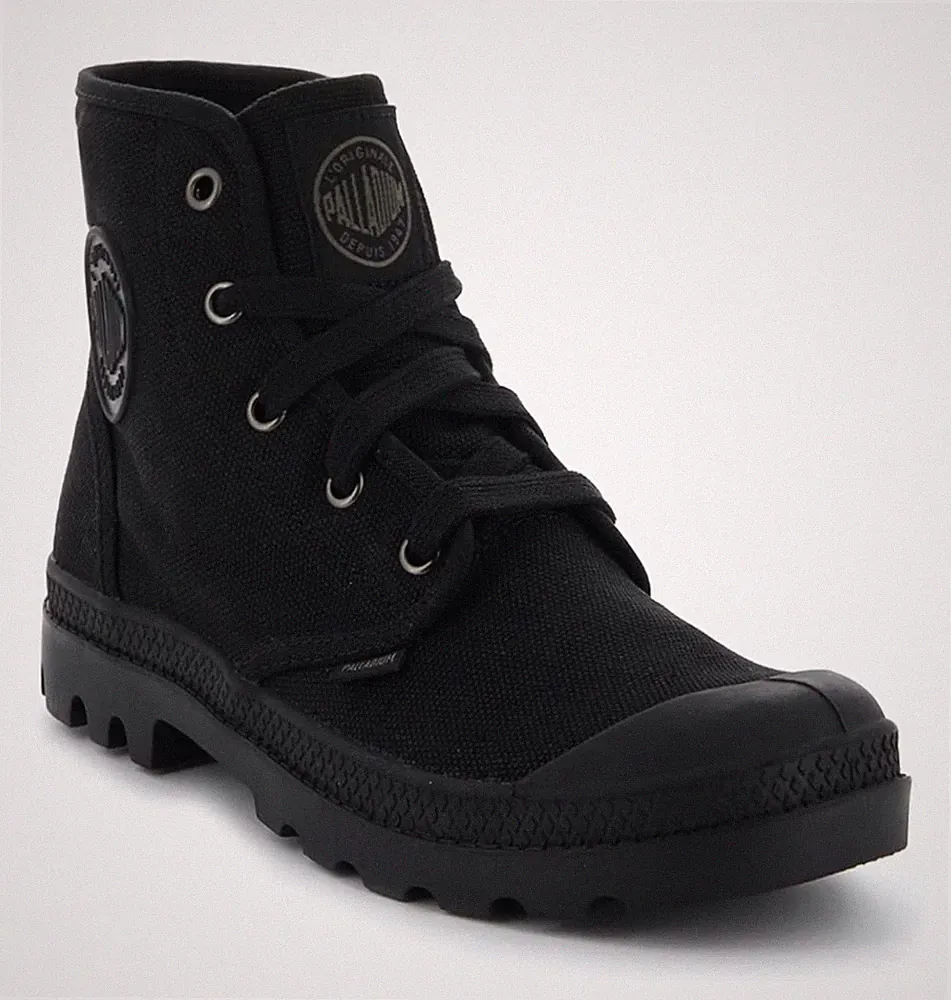 Palladium Pampa Hi Boot, Vegan Canvas Lace Up Black Size EU 41.5 W 9.5 M 8.5