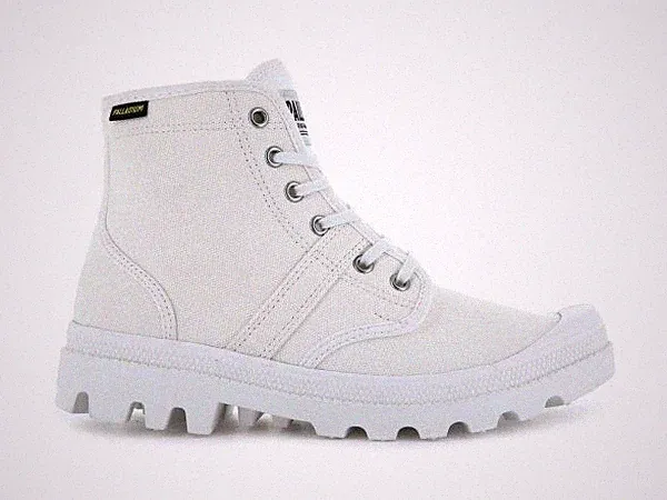 Palladium Womens PALLABROUSSE Organic Cotton Upper Hi Top Boot Vegan Star White