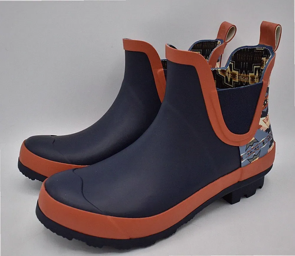 Pendleton Womens Size 8 Sierra Ridge Navy Multi Waterproof Chelsea Rain Boots