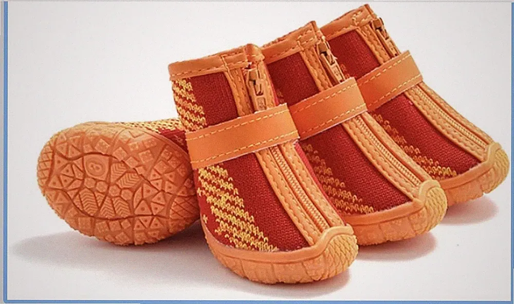 Pet Dog Shoes Size (4) Mountain Wearable PVC Soles Boots, Non-Slip, Reflective