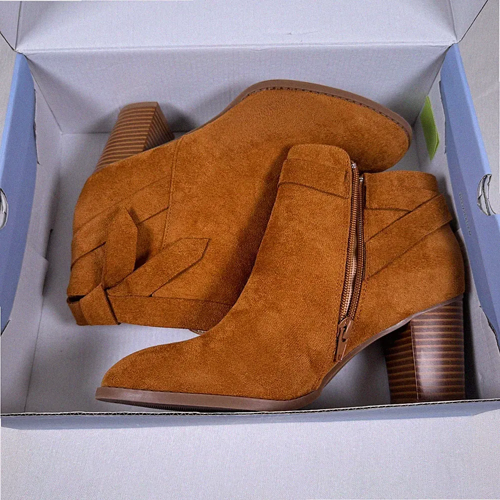 PiePieBuy Women's Tie Knot Chelsea Pump Ankle Boots Closed Toe Brown Size 8.5