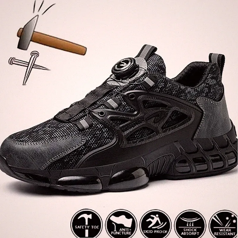 Plus Size Men Breathable Work Sneakers Light High Elastic Boots Safety Shoes