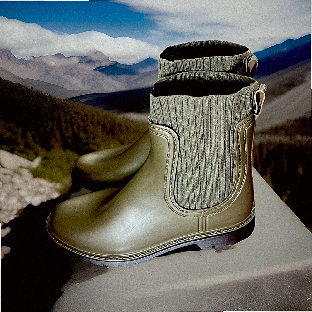 Poboom 8.5M Chelsea Deck Waterproof Anti-Slip Fishing Ankle Rain Boots NEW!