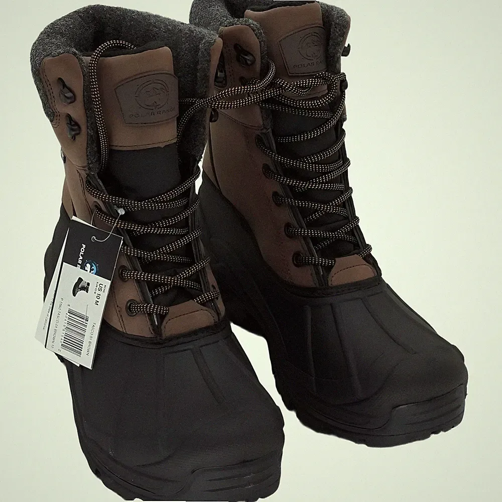Polar Range Mens Tasco Cold Weather Snow Boots Brown Size 10