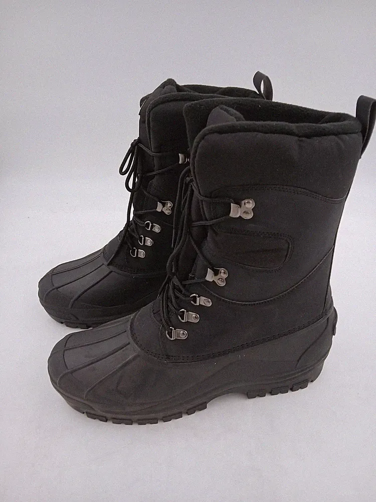 Polar Winter Snow Boots Black Waterproof Insulated Lace Up Fleece Lined Size 13