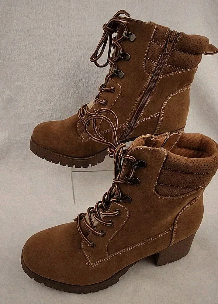 POP HUMILTIY Boots Women's Size 11 BROWN Faux Fur Suede Winter Hiking NEW
