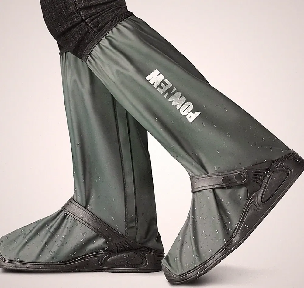 POWNEW -Size Large- Waterproof Rain Shoe Covers for Men and Women Hunter Green
