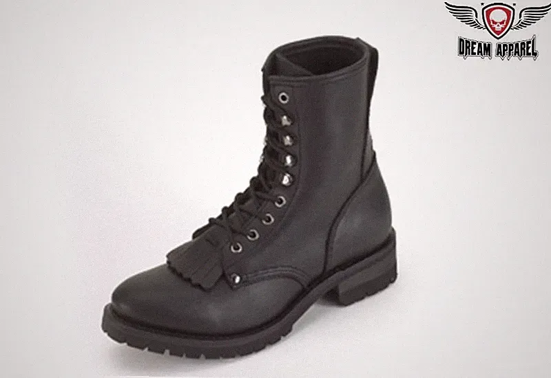 Classic Men's Black Leather Motorcycle Touring, Riding & Fashion Boots